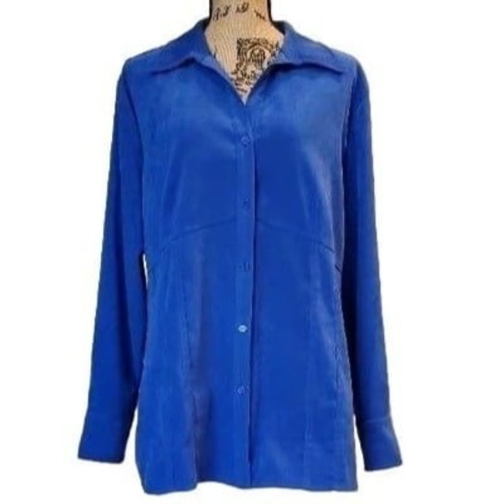 Sag Harbor Shirt Jacket Blue Long Sleeve Sizes 16W